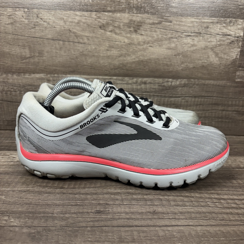 Brooks PureFlow 7 Gray Pink Womens US Size 7.5 1202621B078 Running Shoes